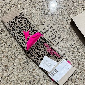 Golden Goose Leopard Print Socks with Pink Highlights